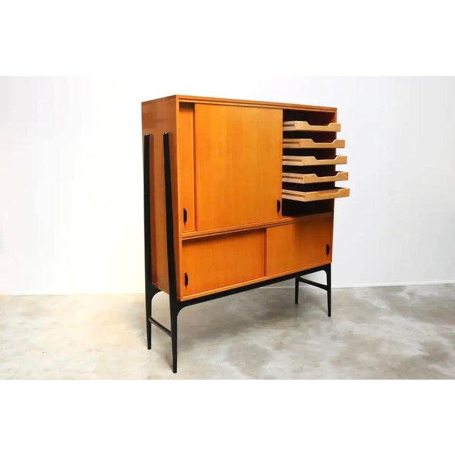 Wood Mid-Century Modern Belgian Highboard by Alfred Hendrickx for Belform, 1958 For Sale - Image 7 of 15