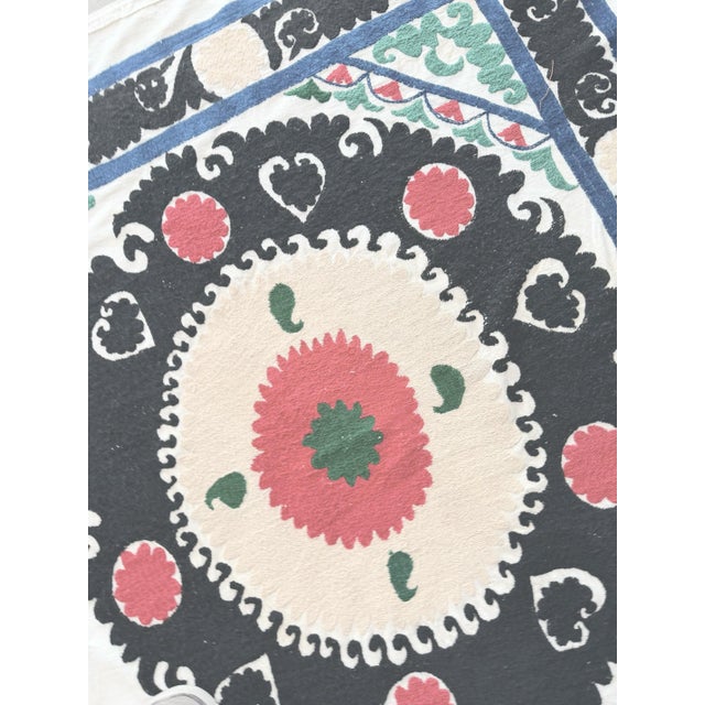 1960s Suzani Tablecloth - Bohemian Embroidery - 4'3'' X 4'6'' For Sale - Image 5 of 8