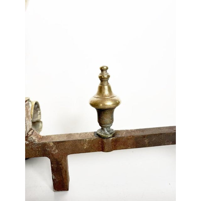 19th Century Brass and Cast Iron Andirons, France, Set of 2 For Sale - Image 13 of 14