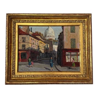 1950s Framed Prudnikov French Cityscape Oil Painting For Sale