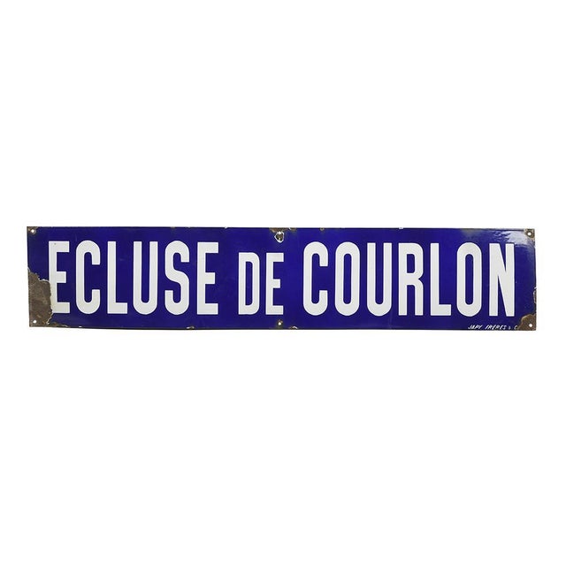 Large Enameled Ecluse de Courlon Sign For Sale - Image 5 of 5