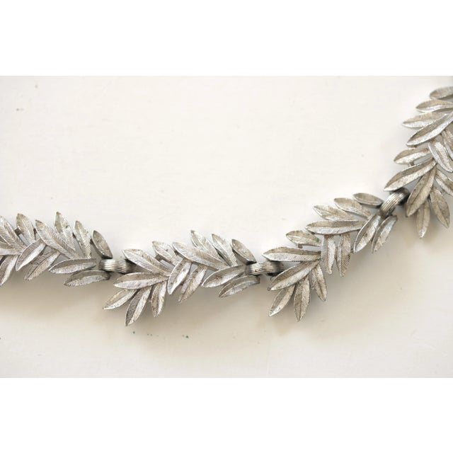 Trifari Trifari 1950s Organic Modern Silver Leaf Necklace & Earrings Set - 3 Pieces For Sale - Image 4 of 11