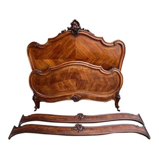 19th Century French Louis XV Bed Carved Walnut Parisian Rococo by George Guerin For Sale