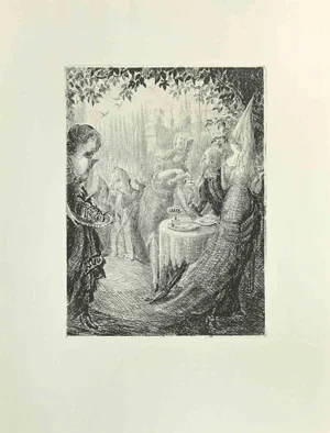 Wladyslaw Jahl, Don Quixote and the Women, Etching and Drypoint, 1951