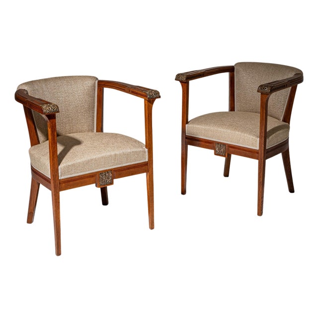 Pair of Art Nouveau Armchairs, attributed to Angelo Sello, Italy, early 20th cen For Sale