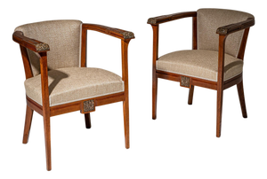 Pair of Art Nouveau Armchairs, attributed to Angelo Sello, Italy, early 20th cen