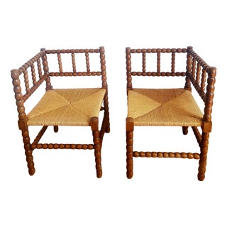 Vintage Dutch Bobbin Chairs, 1920s, Set of 2 For Sale
