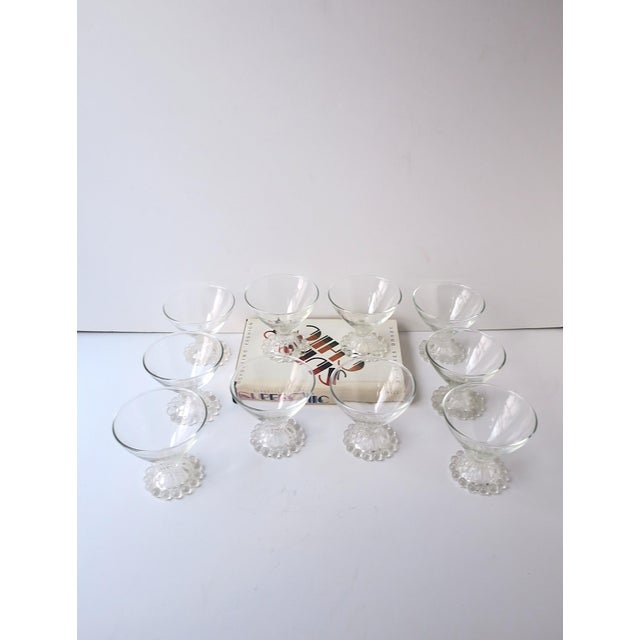 Midcentury Modern Champagne, Cocktail, or Dessert Coupes, Bubble Base, Set of 10 For Sale - Image 4 of 8