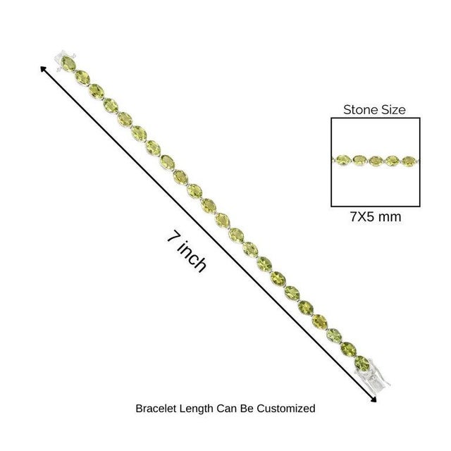 Oval Cut Peridot Gemstone Tennis Bracelet in 925 Sterling Silver by Caratandher For Sale - Image 9 of 11