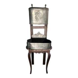 Antique Engraved Metal Lavabo For Sale