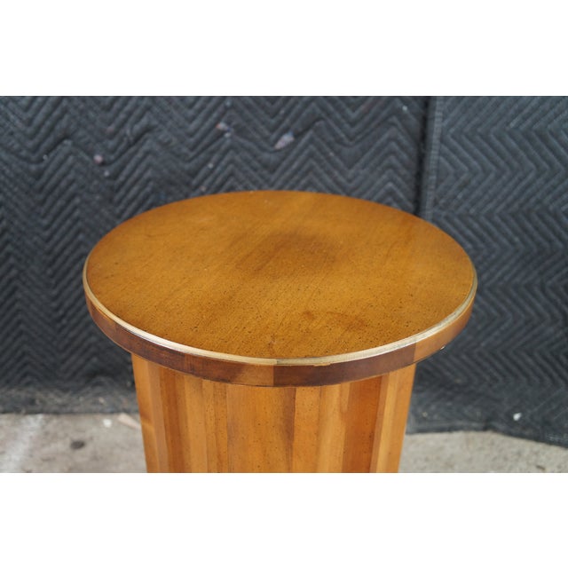 Brown 2 Mid Century Modern American of Chicago Neoclassical Pedestal Tables Cabinets For Sale - Image 8 of 10
