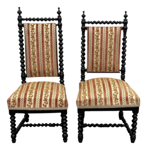 Napoleon III Chairs in Turned and Blackened Wood, Late 19th Century, Set of 2