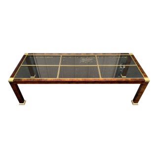 1970s Faux Tortoiseshell Smoked Glass and Brass Coffee Table For Sale