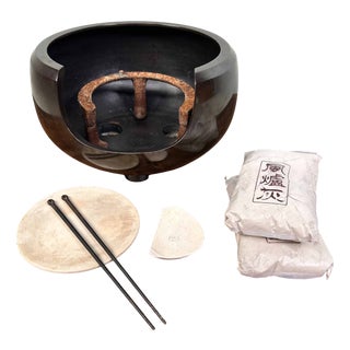 Shōwa Era Japanese Traditional Tea Ceremony Furo Set, 1980s For Sale