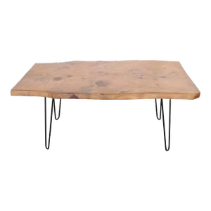 1940s Mid Century Live Edge Coffee Table on Hair Pin Legs
