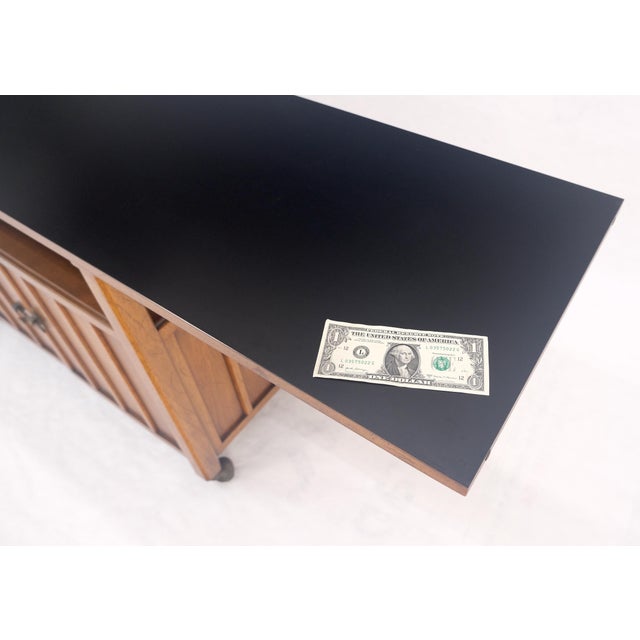 Brown Flip Top Mid Century Modern Serving Cart Two Doors Compartment on Wheels MINT For Sale - Image 8 of 17