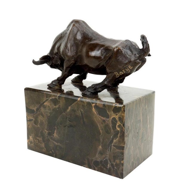 Art Deco Style Brown Patinated Bronze Bull Sculpture For Sale - Image 5 of 8