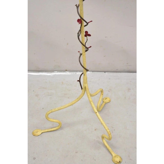 Antique Hendryx Art Nouveau Wrought Iron Bird Cage & Stand With Flowers and Vine For Sale - Image 10 of 12