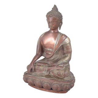 Large 19th Century Seated Buddha Figure in Bronze, Asia For Sale