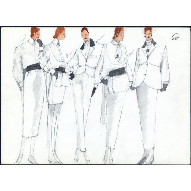 1980s Collection of 10 Original Gordon Henderson Fashion Drawings For Sale - Image 11 of 11