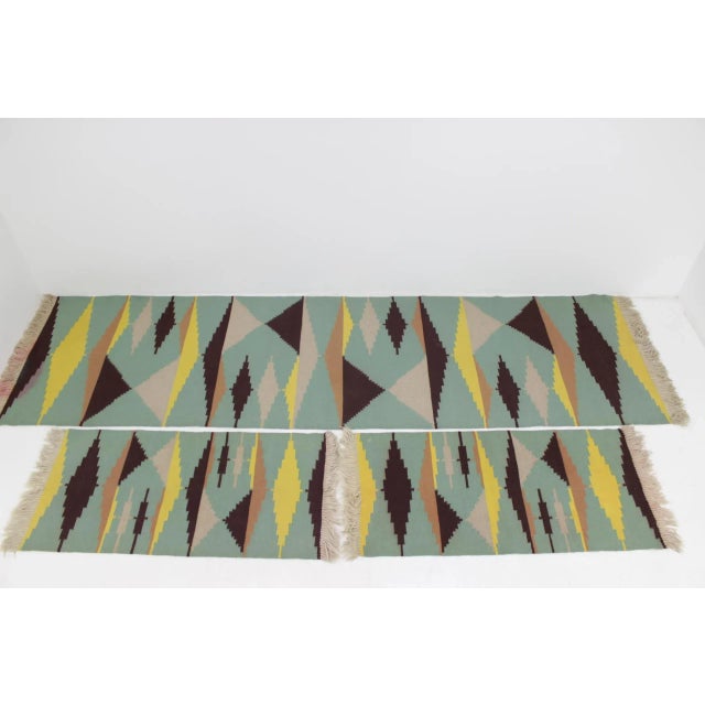 1950s Mid-Century Modernist Geometric Rugs, Set of 3 For Sale - Image 5 of 5