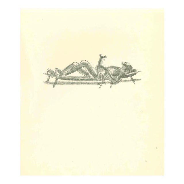 Emmanuel Gondouin, Dreaming, Original Lithograph, 1930s For Sale