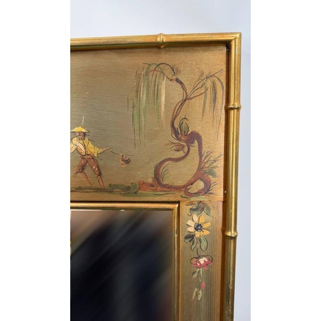 Late 20th Century Vintage Casa Bique Italian Chinoiserie Hand-Painted Metal Wall Mirror For Sale - Image 5 of 5
