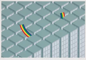 Patrick Hughes, Crash Landing, 1981, Screenprint