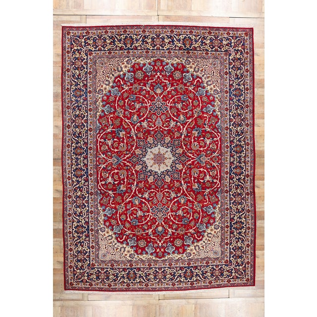 Vintage Red Persian Isfahan Rug - 10'11 X 15'01 For Sale - Image 9 of 9