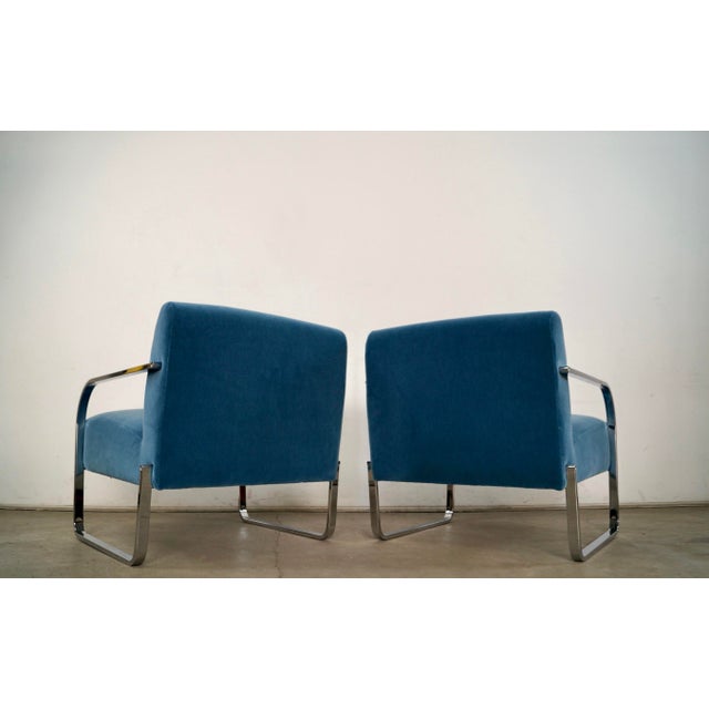 Textile 2000’s Art Deco Style Williams Sonoma Mohair Lounge Chairs - A Pair For Sale - Image 7 of 12