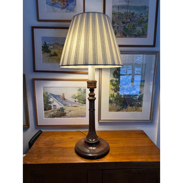 Vintage Regency Style Mahogany Candlestick Lamps - a Pair For Sale - Image 14 of 15