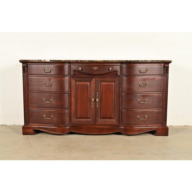 Thomasville French Louis Philippe Carved Mahogany Marble Top Triple Dresser or Credenza For Sale - Image 14 of 14