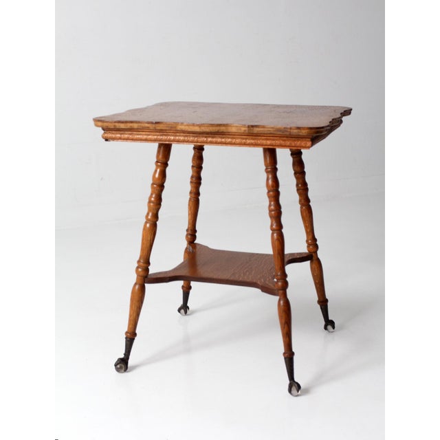 Antique Edwardian Oak Side Table With Claw and Ball Feet For Sale - Image 4 of 14