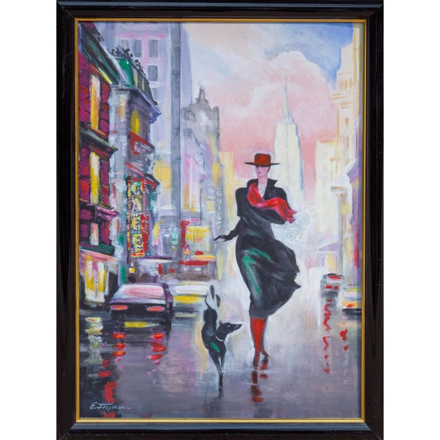 1980s Fifth Ave, Erik Freyman Acrylic on Board, Signed Lower Left For Sale - Image 5 of 5
