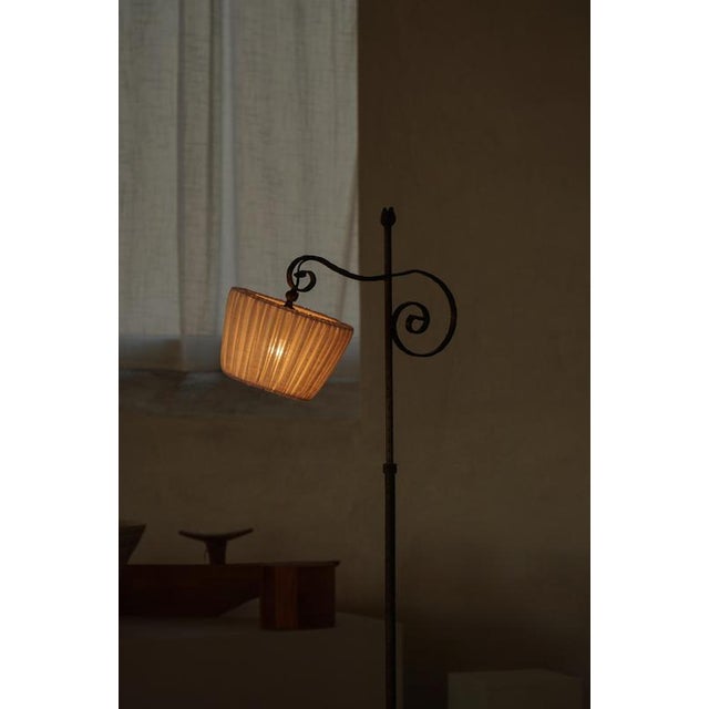 Brown Vintage Danish Wrought Iron Floor Lamp with Swirl Detail, 1940s For Sale - Image 8 of 18