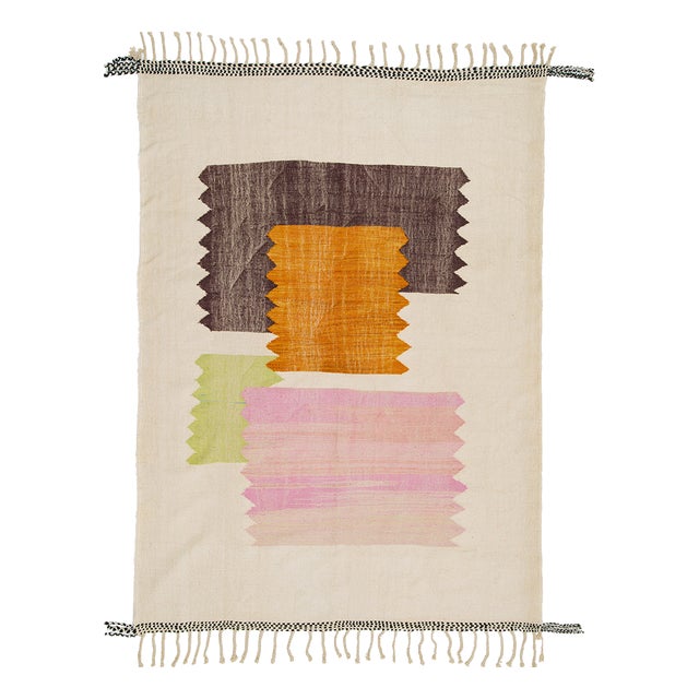 Moroccan Flatweave Wool Rug by Azele Studio For Sale