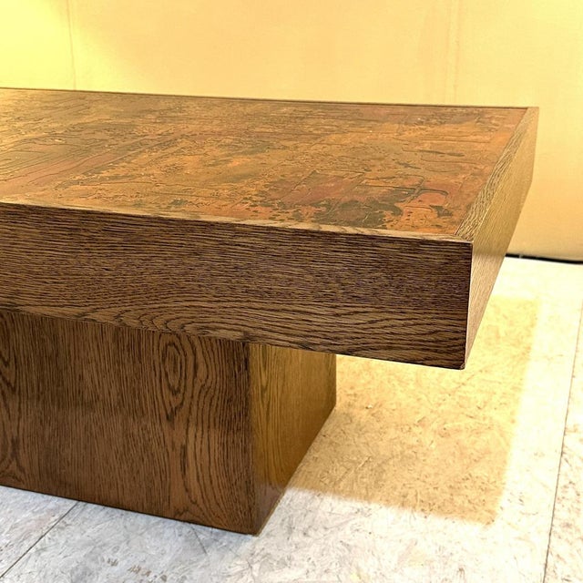 Brutalist Coffee Table with Etched Copper Top attributed to Bernhard Rohne, 1960s For Sale - Image 6 of 12