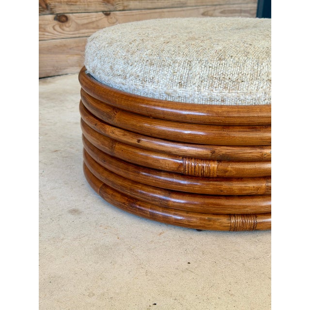 Vintage Restored Stacked Bent Rattan Ottoman or Footstool Manner of Paul Frankl For Sale - Image 11 of 12