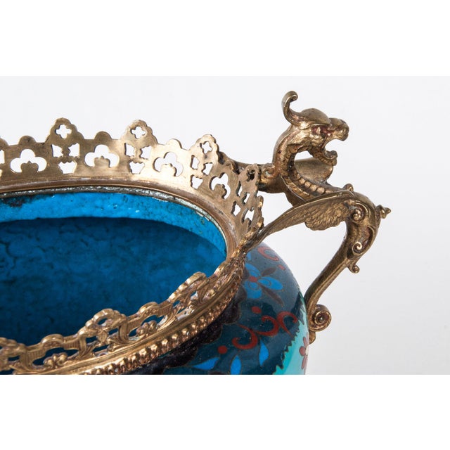 English French Taste Japonisme Ormolu-Mounted Japanese Cloisonné Cachepot, Decorative, Plant Holder, Accessory, Japonese For Sale - Image 3 of 8