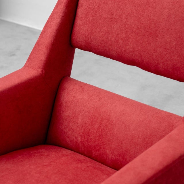 Vintage Lounge Chairs in Red Fabric by Gigi Radice, 1960s, Set of 2 For Sale - Image 10 of 11