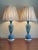 Blue Vintage French Opaline Blue & Gold Gilt Glass Table Lamps - a Pair For Sale - Image 8 of 13