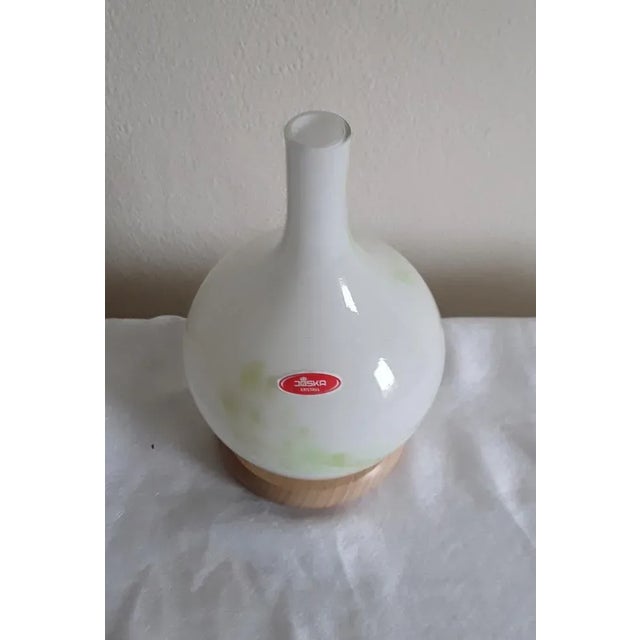 Vintage Bottle-Shaped Table Lamp in Colored Glass & Beech from Joska Kristall, 1990s For Sale - Image 3 of 7