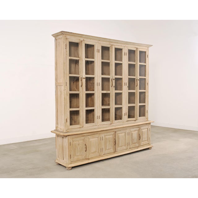 French Provincial Country French Bleached Oak Bookcase Bibliotheque Cabinet 8 Ft For Sale - Image 3 of 18