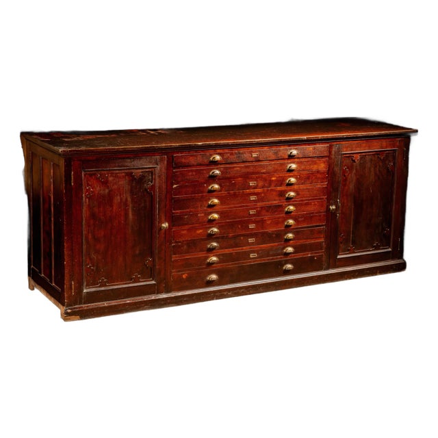 1940s Vintage Mahogany Flat File Cabinet For Sale