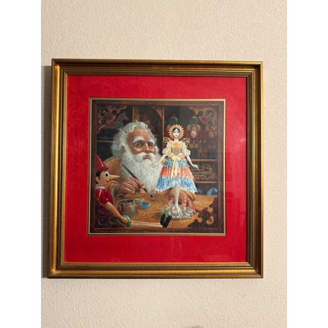 Realism Late 20th Century Signed James C. Christensen "The Gift for Mrs. Claus" Custom Framed Lithograph Number 1932/3500 For Sale - Image 3 of 6