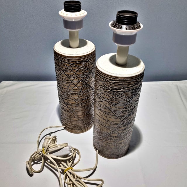 Pair of Mid-Century Stoneware Table Lamps by Aage Rasmus for Selsbo, Sweden For Sale - Image 10 of 12