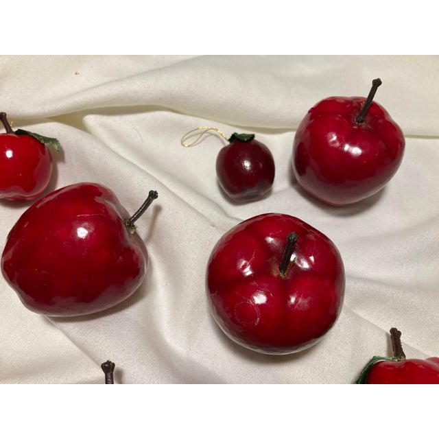 Assorted Vintage Holiday Glossy Red Papier-Mâché Apple Holiday Ornaments For Sale In Dallas - Image 6 of 9