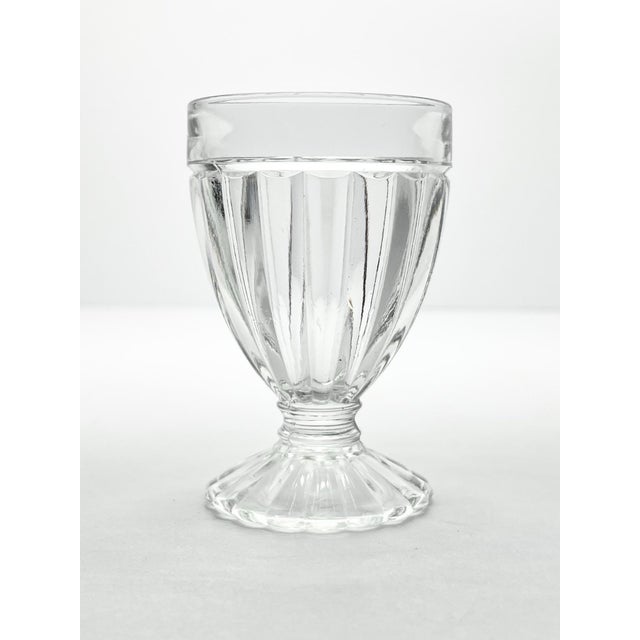 1970s Vintage Clear Ribbed Footed Juice Tumbler Glasses - Set of 8 For Sale - Image 4 of 7