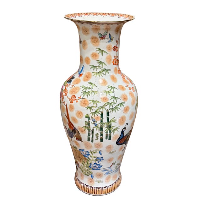 Chinese Vintage Chinese Peacock Baluster Vase — Circa 1960 For Sale - Image 3 of 13