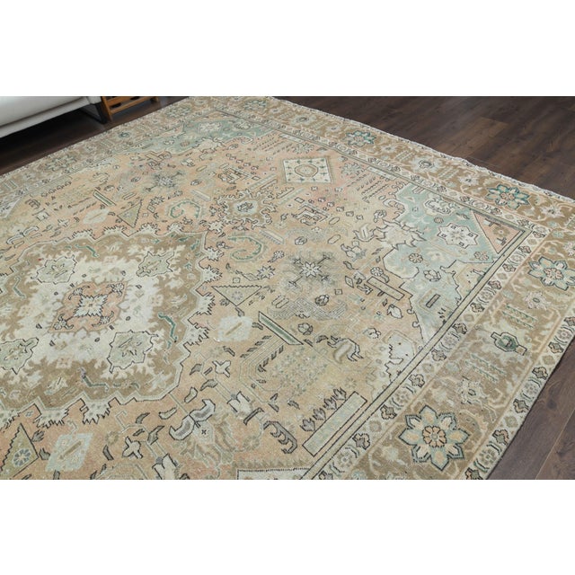 1960s Vintage Persian Handmade Wool Cotton Brown Area Rug For Sale In San Francisco - Image 6 of 11
